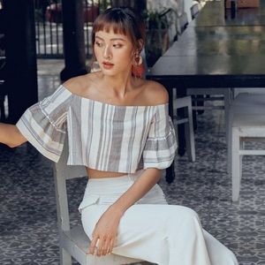 Gray Stripes Crop Top